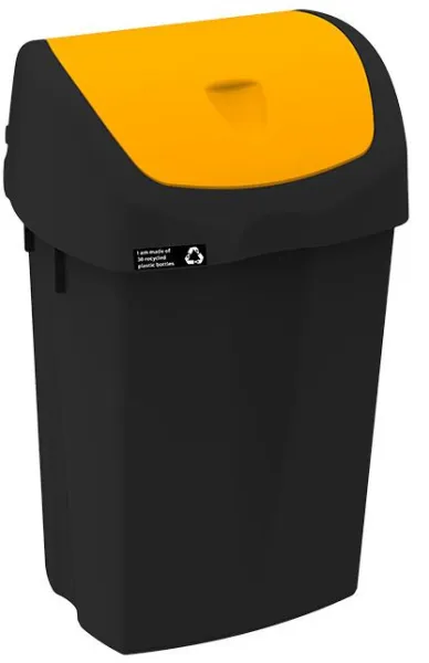 NRW Abfalleimer mit gelbem Schwenkdeckel, nachhaltig, 25 L