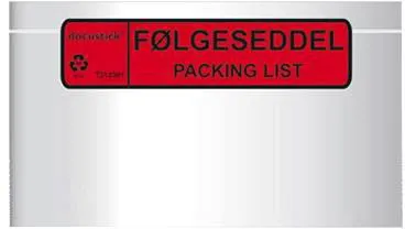 Docustick Standard Lieferscheintasche m/Druck C65 225 mm x 122 mm
