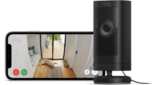 Ring Stick Up Cam Pro Außenüberwachungskamera mit Netzanschluss, Schwarz
